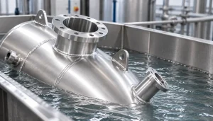 Element ze stali nierdzewnej w kąpieli trawiącej