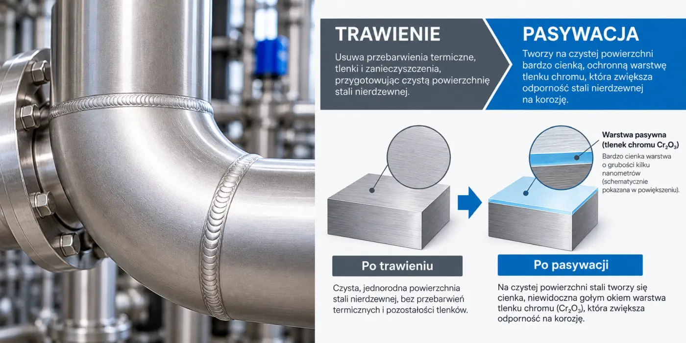 Trawienie i pasywacja stali nierdzewnej, różnica między procesami i warstwa pasywna